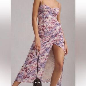 Reformation Floral Maxi Slip Dress in Mauve and Lavender